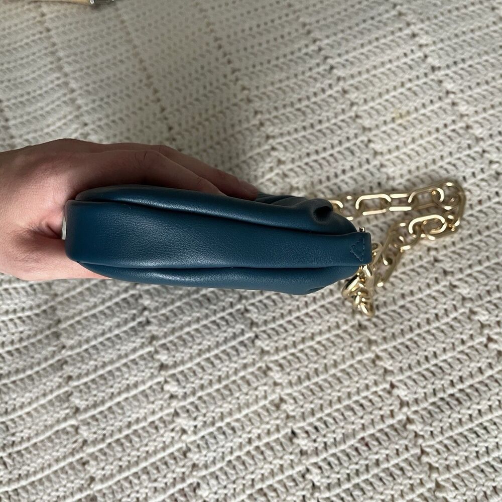 A New Day Teal and Gold Baguette Evening Shoulder Bag With Chain Handle - Picture 6 of 9